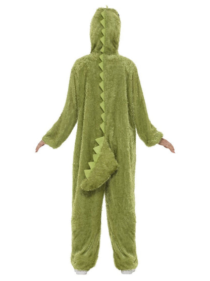 Crocodile Costume Adult Green Furry Jumpsuit with Hood 4