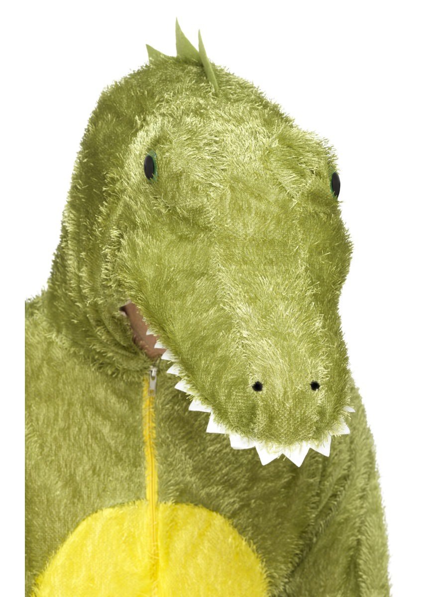 Crocodile Costume Adult Green Furry Jumpsuit with Hood 5