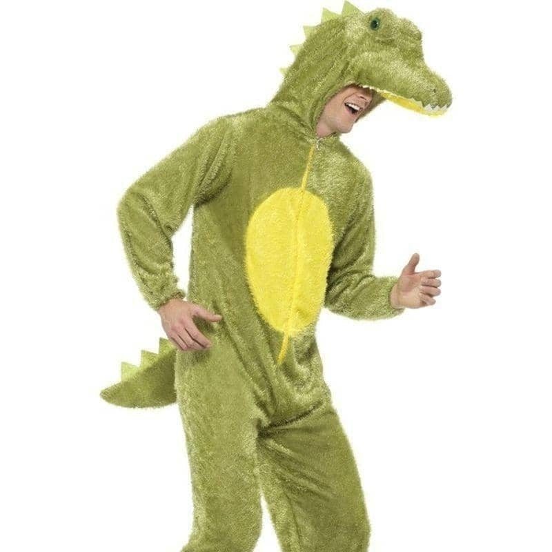 Crocodile Costume Adult Green Furry Jumpsuit with Hood_1