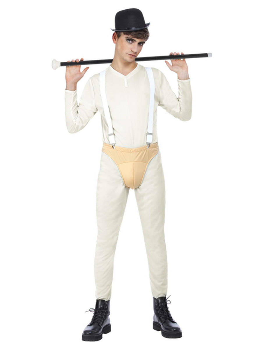 Cult Classic Clockwork Orange Costume Mens White Bodysuit Pants Braces and Hat 2