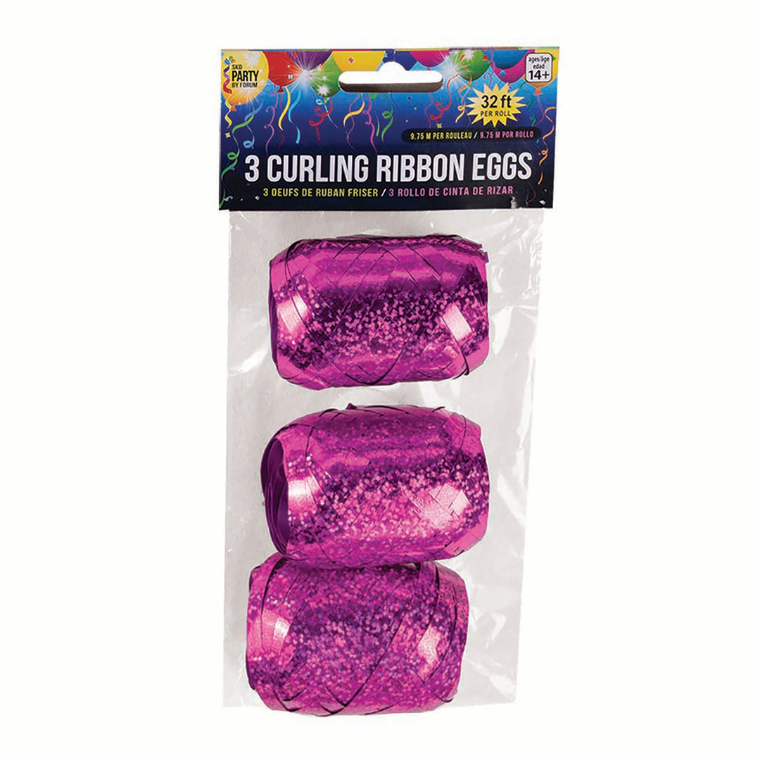 Curling Ribbon Eggs Holographic Fuchsia 3 Pack_1
