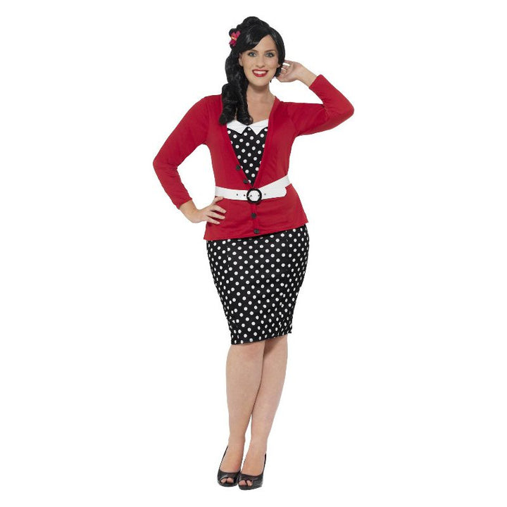 Curves 50s Pin Up Costume Black & Red Adult_1