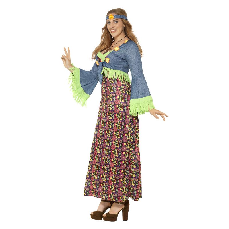 Curves Hippie Lady Costume Groovy Ladies Dress 2