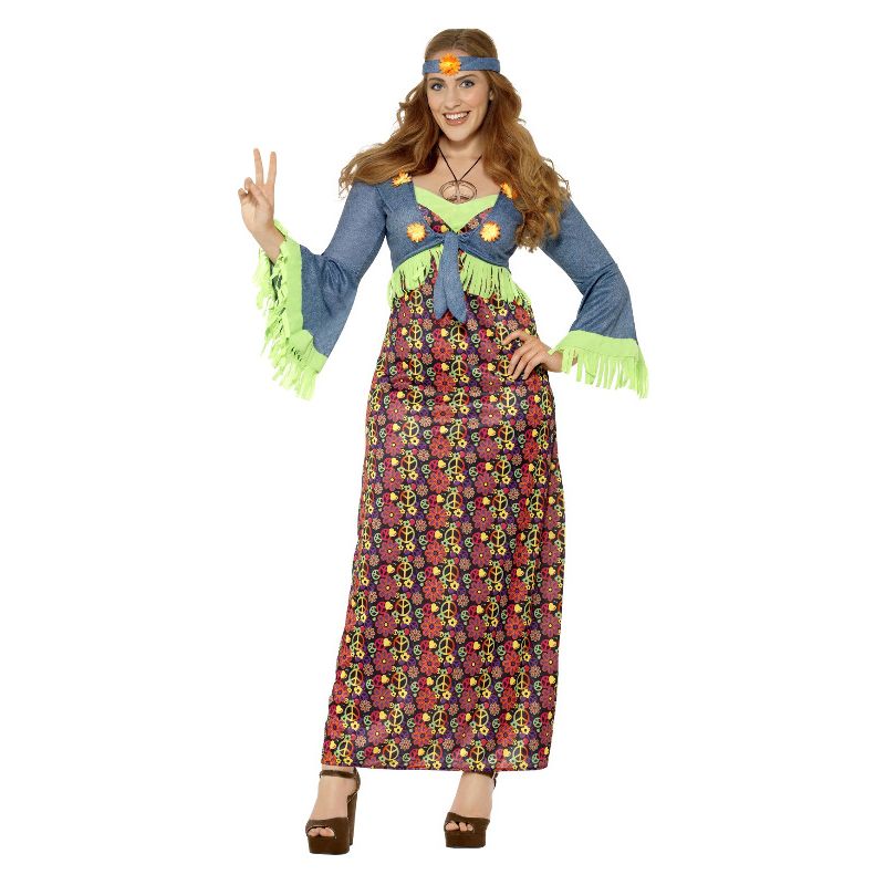 Curves Hippie Lady Costume Groovy Ladies Dress 1