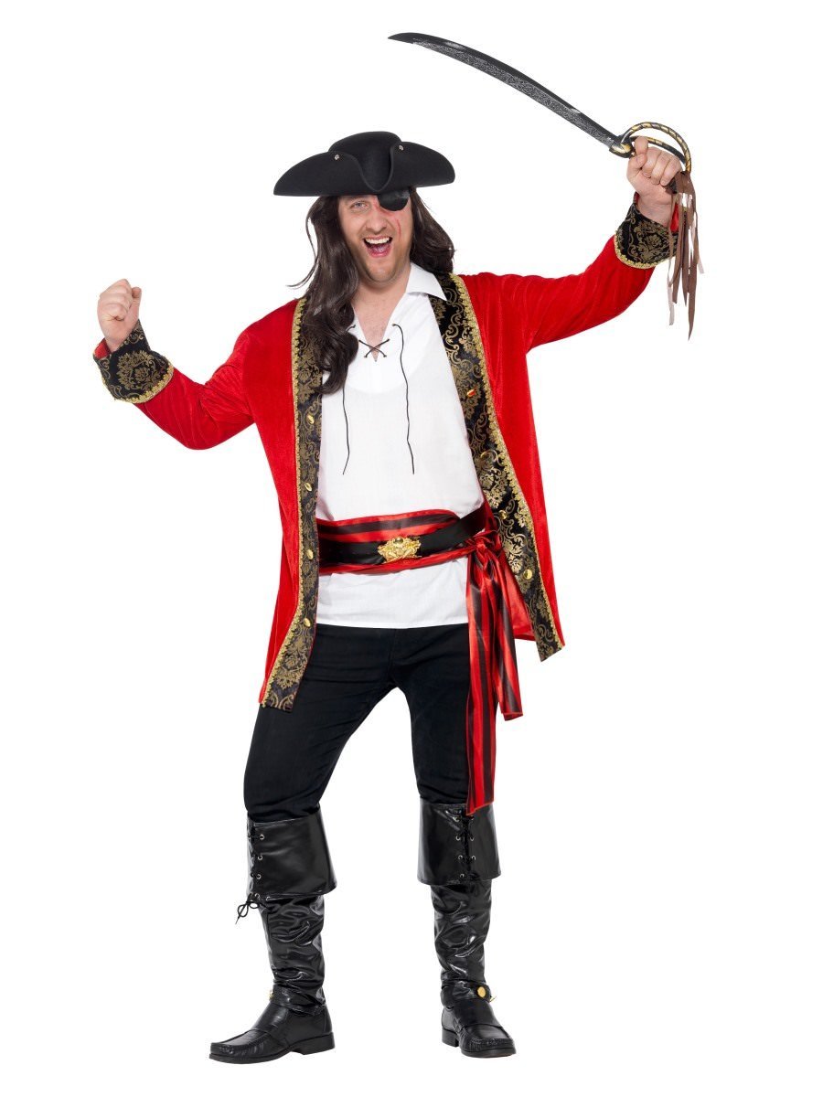 Curves Pirate Captain Costume Red Velour 4