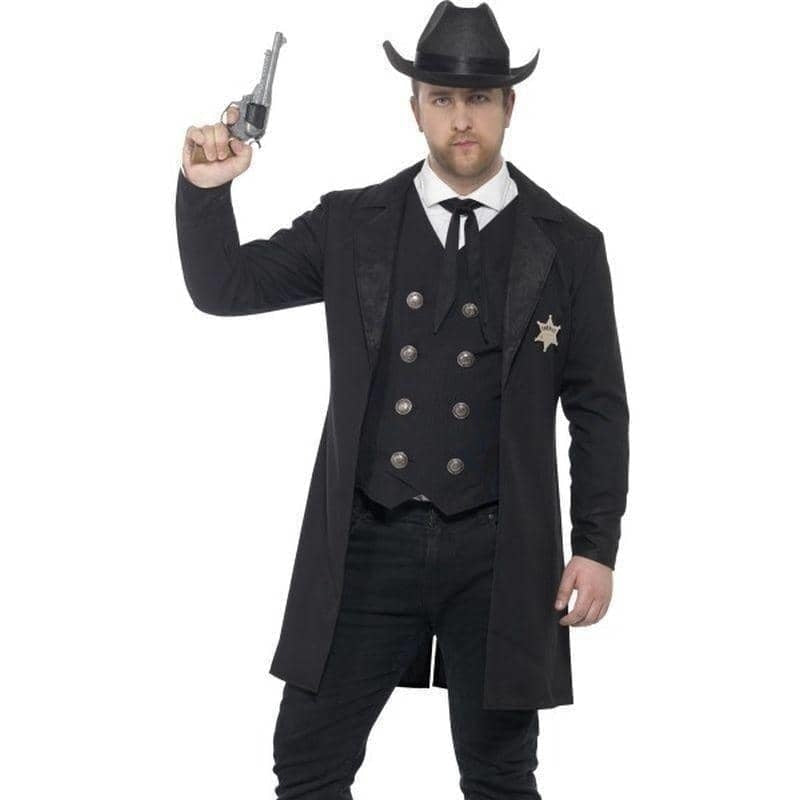 Curves Sheriff Costume Adult Cowboy Lawman Black_1