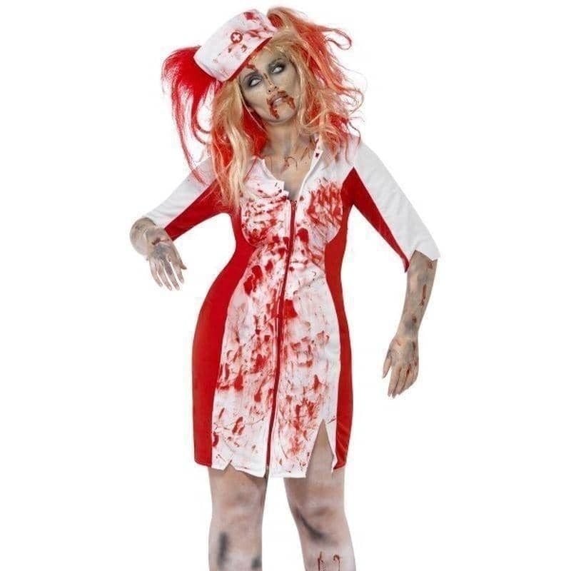 Curves Zombie Nurse Costume Adult White Red_1