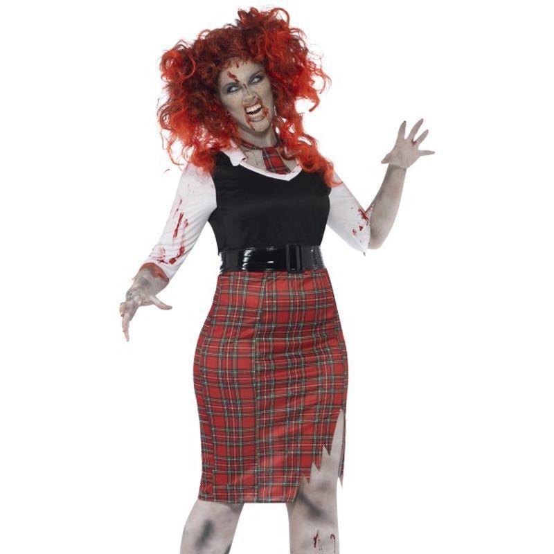 Curves Zombie School Girl Costume Adult Black Red 1
