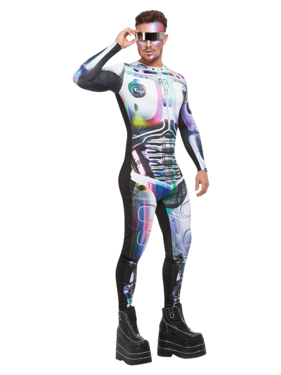 Cyber Space Alien Costume Adult Multi Coloured Bodysuit 2