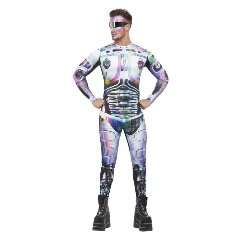 Cyber Space Alien Costume Adult Multi Coloured Bodysuit 1
