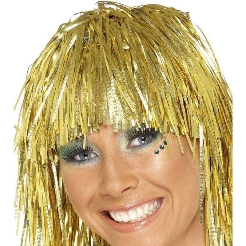 Cyber Tinsel Wig Adult Gold Metallic_1