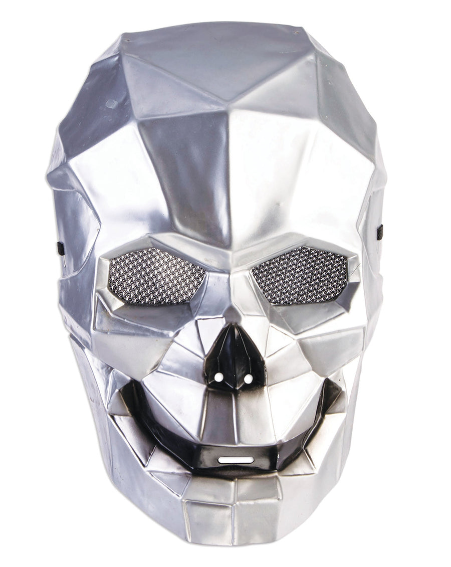 Cyborg Skull Mask Silver Plastic Masks Cardboard Male_1