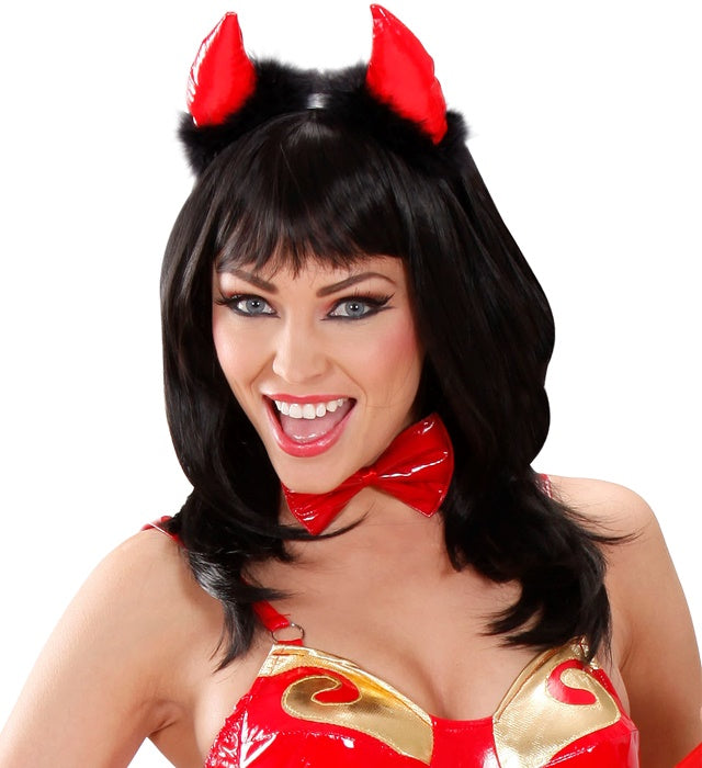 Black Ashley Wig  Layered Hair Weaves With Bangs  In Color Box