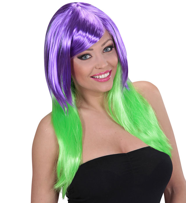 Purple/Green Bicolor Wig In Box