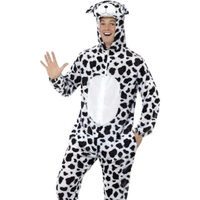 Dalmatian Costume Adult White Black Jumpsuit 1