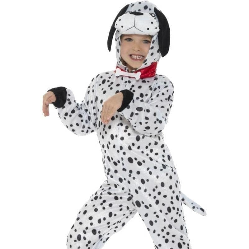 Dalmatian Costume Kids Black White Hooded Jumpsuit Tail 1
