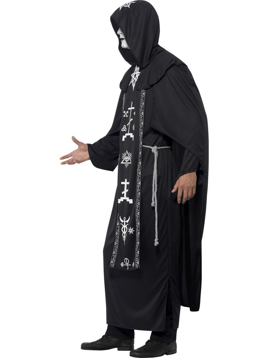 Dark Arts Ritual Costume Adult One Size Black Hooded Robe Belt 2