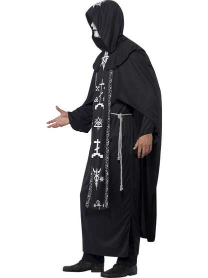 Dark Arts Ritual Costume Adult One Size Black Hooded Robe Belt 2
