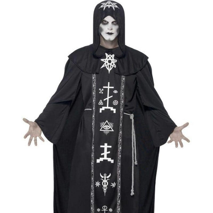 Dark Arts Ritual Costume Adult One Size Black Hooded Robe Belt_1