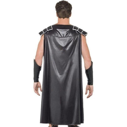 Dark Gladiator Costume Adult Black Tunic Cape Armcuffs 2
