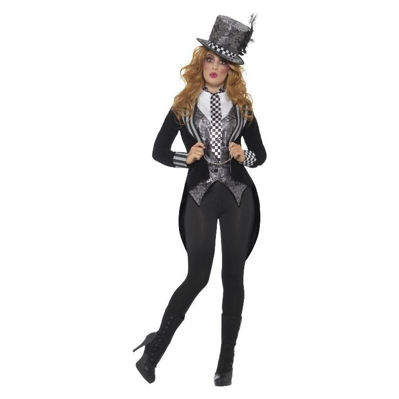 Dark Miss Hatter Costume Adult Black Deluxe Jacket Waistcoat Hat Bowtie 2