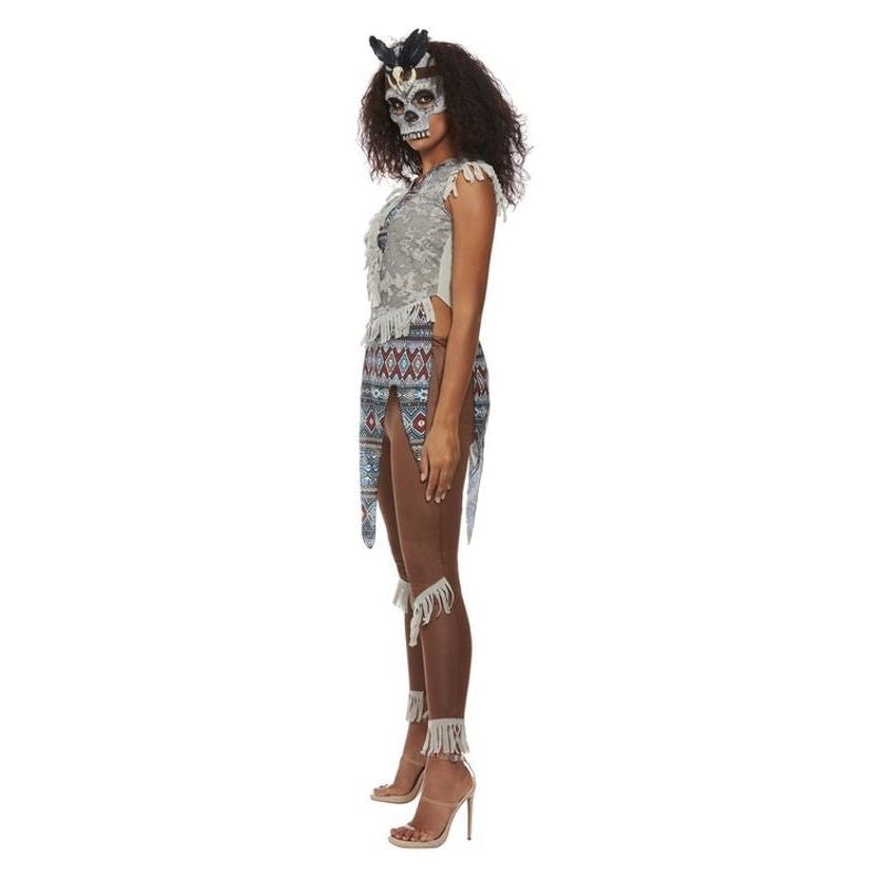 Dark Spirit Warrior Adult Costume Grey Sleeveless Top Brown Trousers and Mask 3