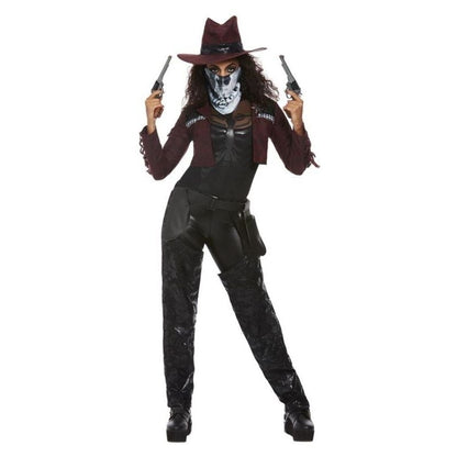 Dark Spirit Western Cowgirl Ladies Halloween Costume Jacket Chaps Hat Holster Mask 1