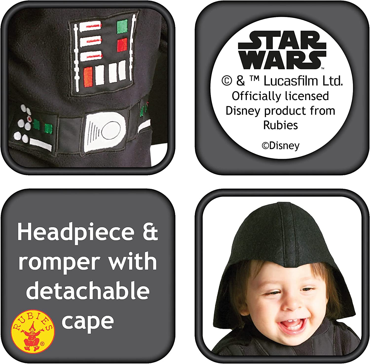 Darth Vader Toddler Costume Cute Romper 4