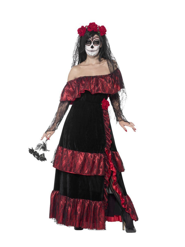 Day Of The Dead Bride Costume Adult Red Dress_5