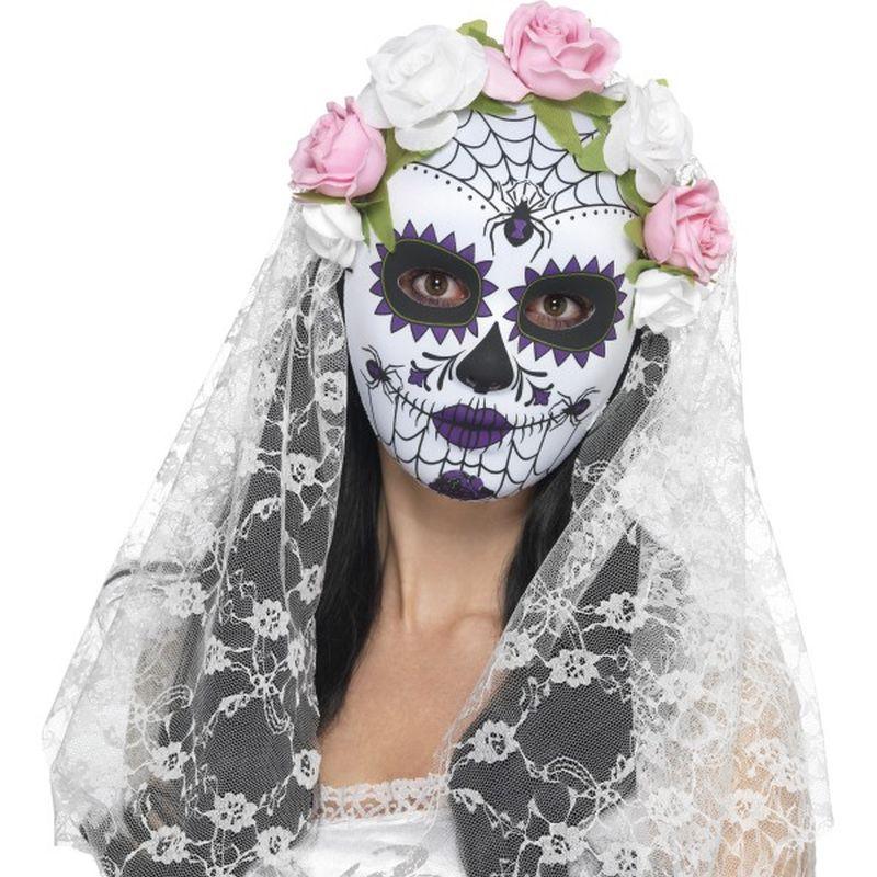 Day Of The Dead Bride Mask Full Face Adult White_1