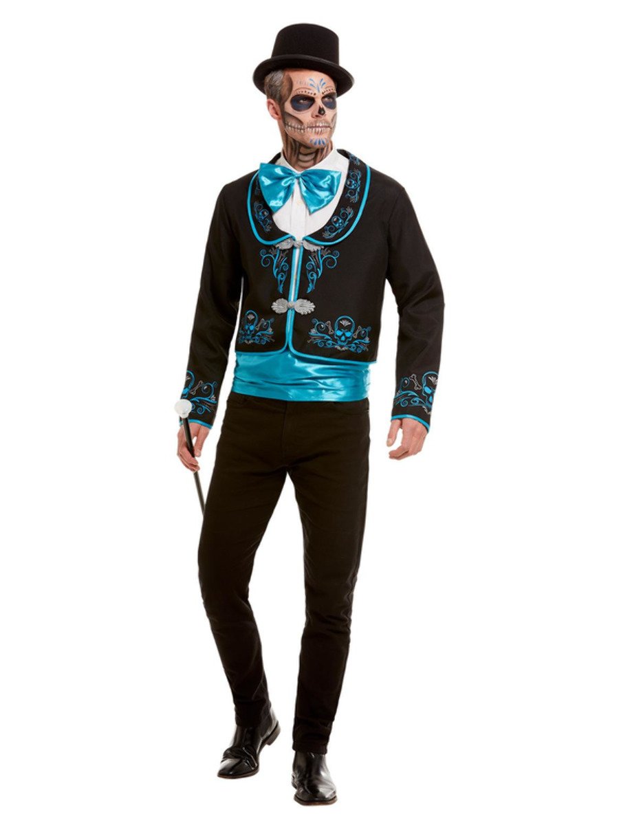 Day Of The Dead Costume Adult Black with Blue 2