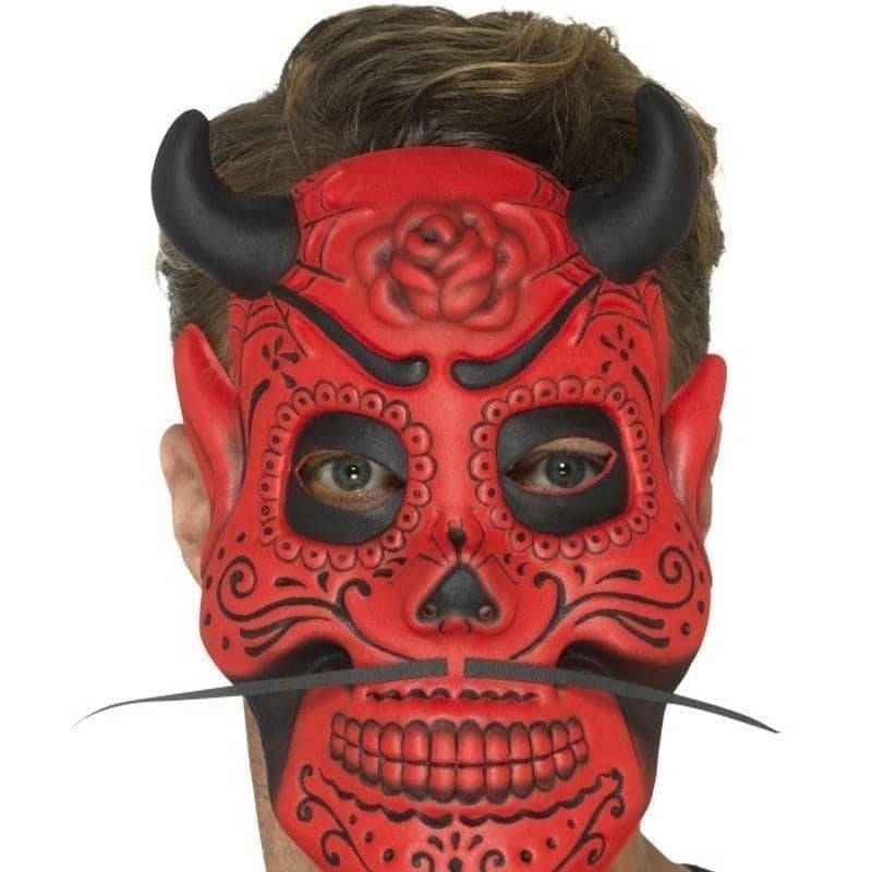 Day Of The Dead Devil Mask Adult Red_1