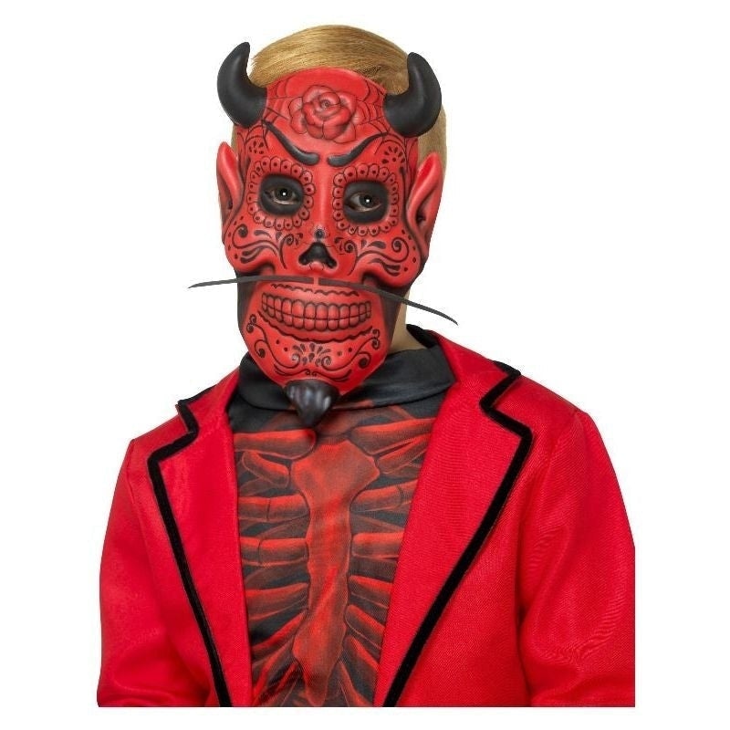 Day Of The Dead Devil Mask Childs Kids Red 2