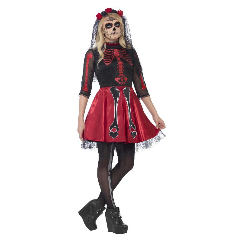 Day Of The Dead Diva Costume Black Teen 1