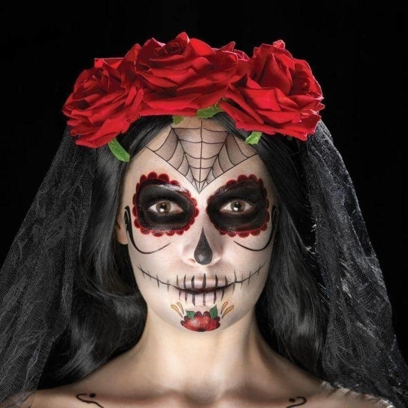 Day Of The Dead Face Tattoo Transfers Kit Aqua Adult Red Black 1