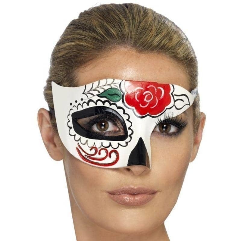 Day Of The Dead Half Eye Mask Adult White 1
