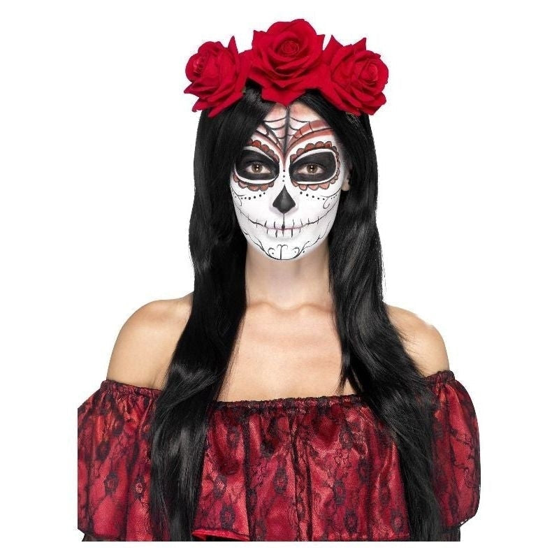 Day Of The Dead Red Headband Red Roses Adult Halloween Costume Accessory 2