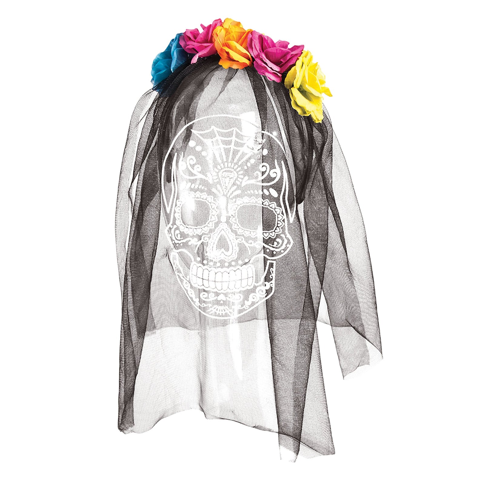 Day Of The Dead Headband With Printed Veil Costume Accessories Female 1
