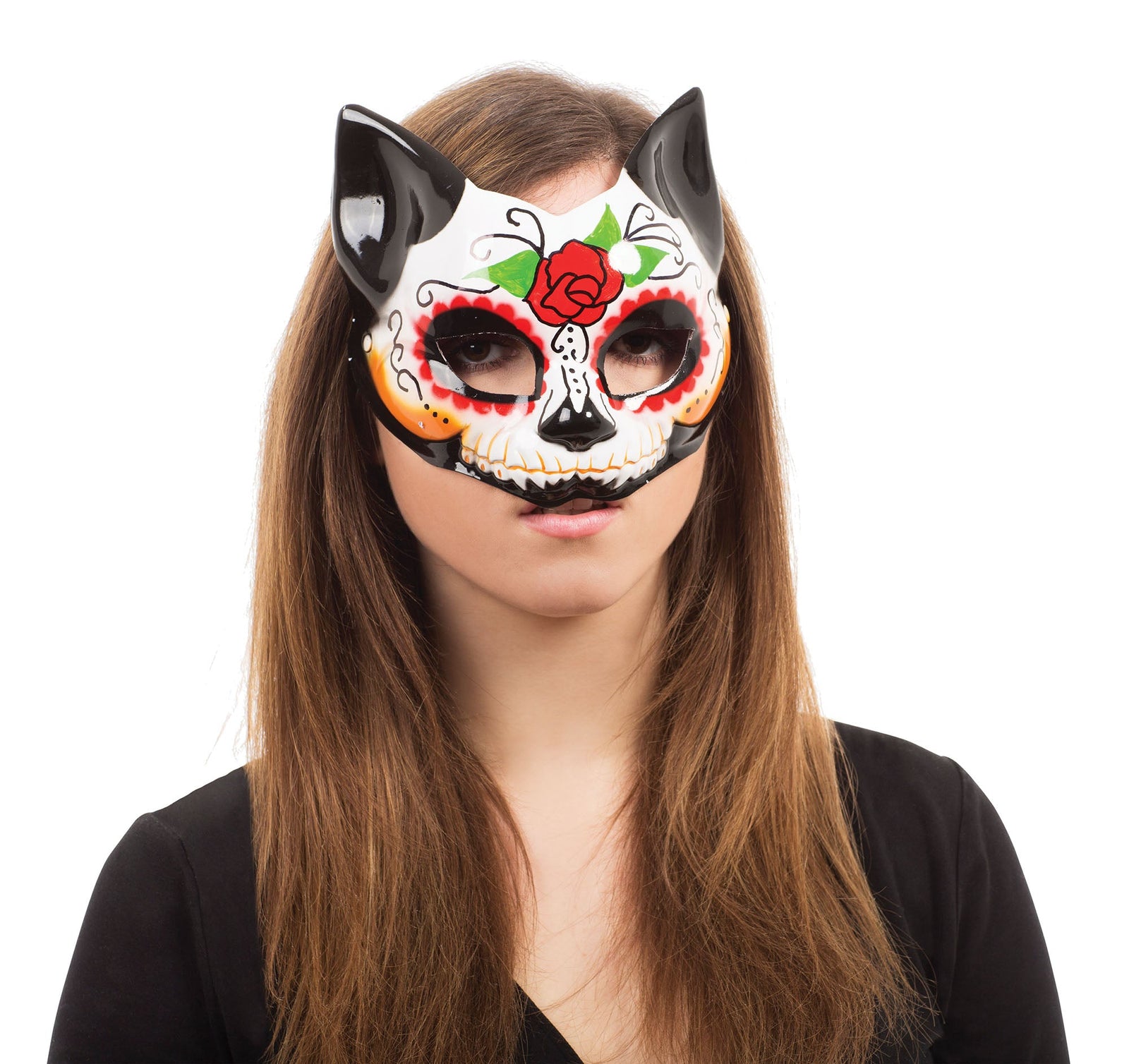 Day Of The Dead Kitty Half Mask G F Eye Masks Unisex 1