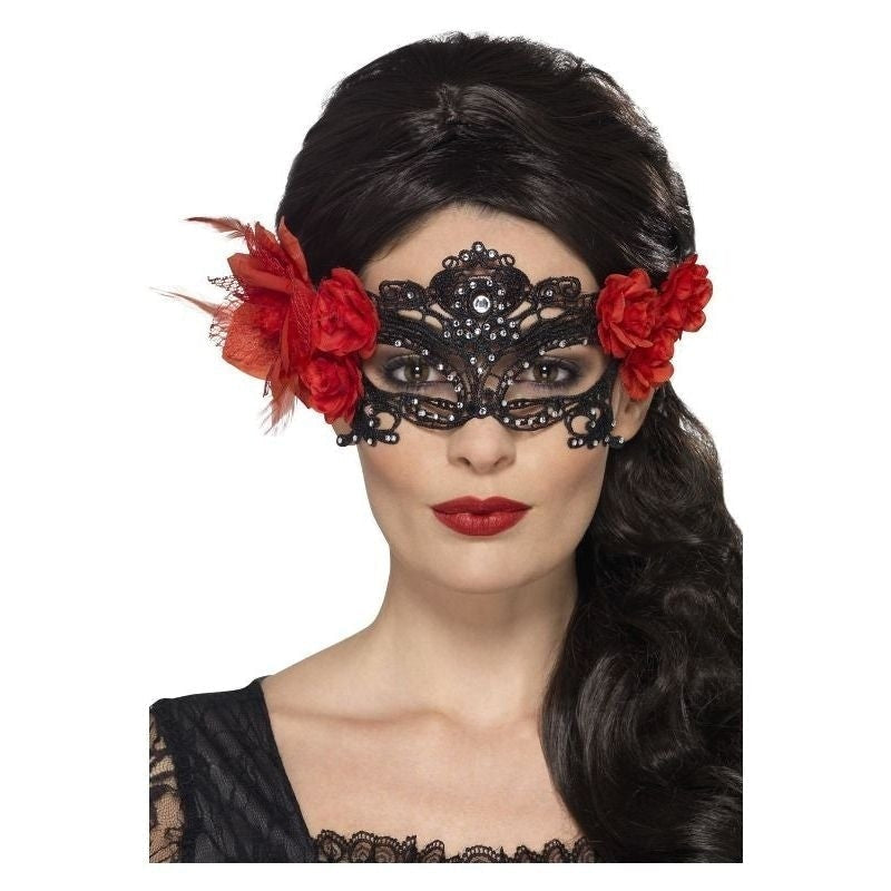 Day Of The Dead Lace Filigree Eyemask Adult Black 2