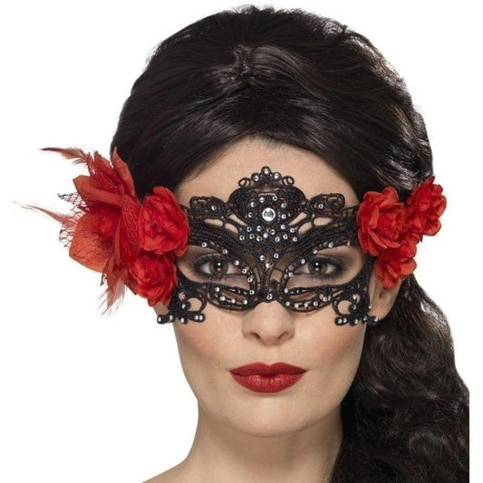 Day Of The Dead Lace Filigree Eyemask Adult Black 1