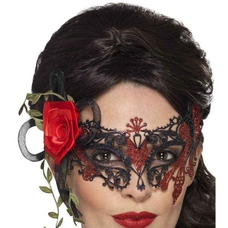Day Of The Dead Metal Filigree Eyemask Adult Black 2