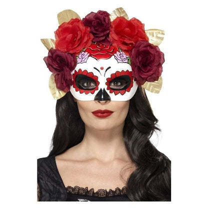 Day Of The Dead Rose Eyemask Adult Red 2