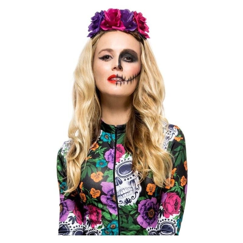 Day Of The Dead Rose Headband Multi Coloured Halloween Costume Accessory 1