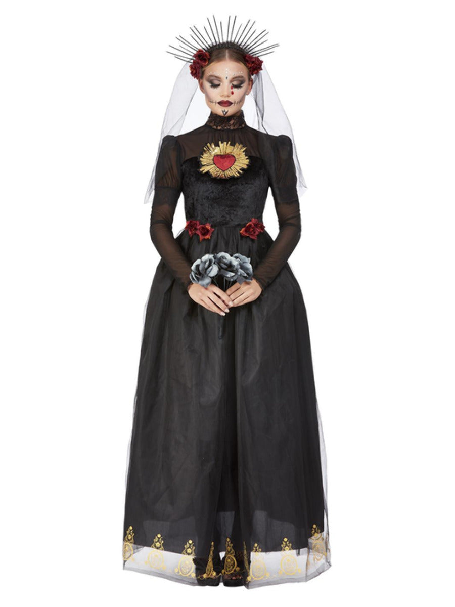 Day Of The Dead Sacred Heart Bride Deluxe Costume Adult Black 2