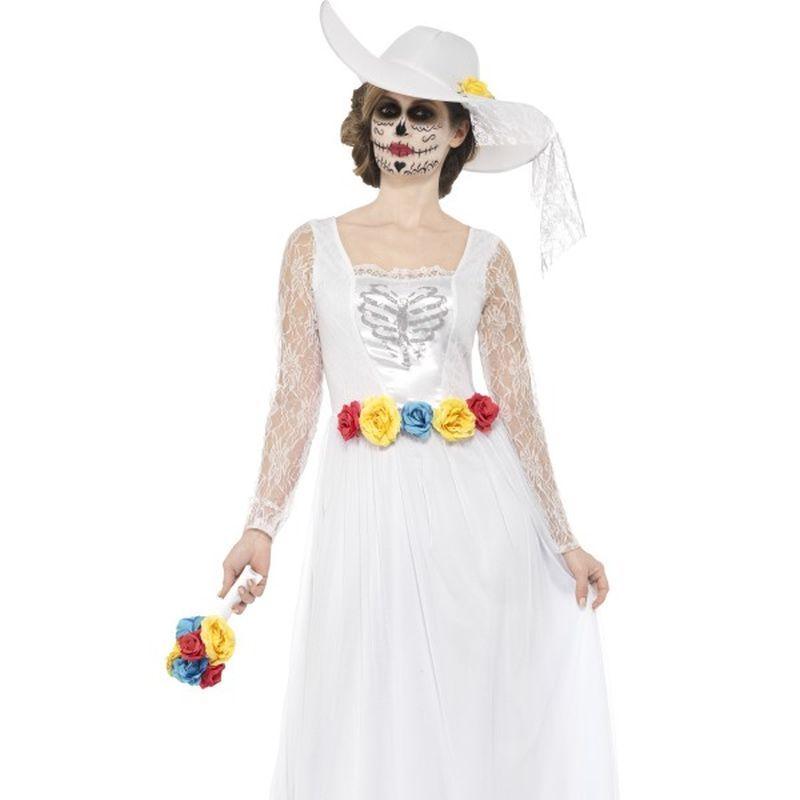 Day Of The Dead Skeleton Bride Costume Adult White_1
