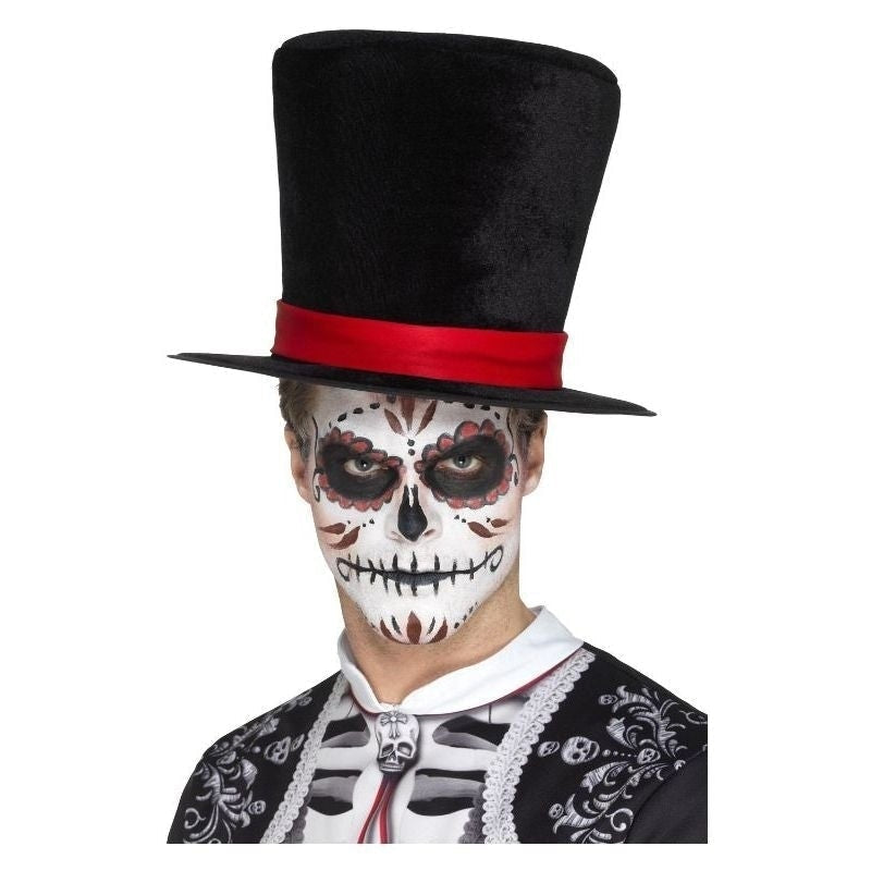 Day Of The Dead Tall Top Hat Adult Felt Black 1