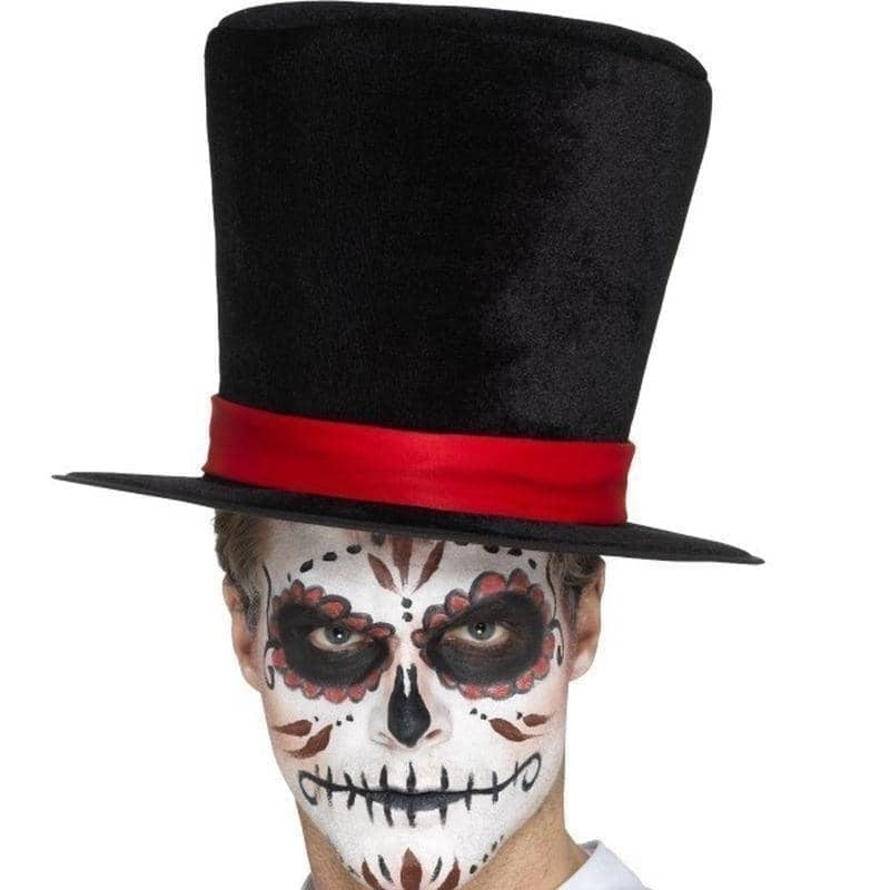 Day Of The Dead Tall Top Hat Adult Felt Black_1