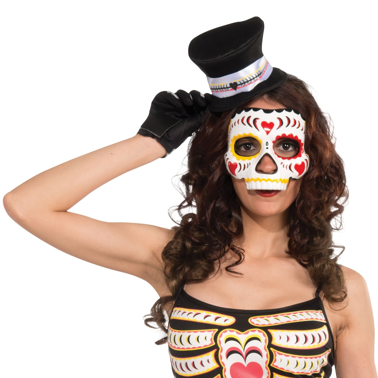Day of The Dead Mask Painted Skull on Elastic Strap 2