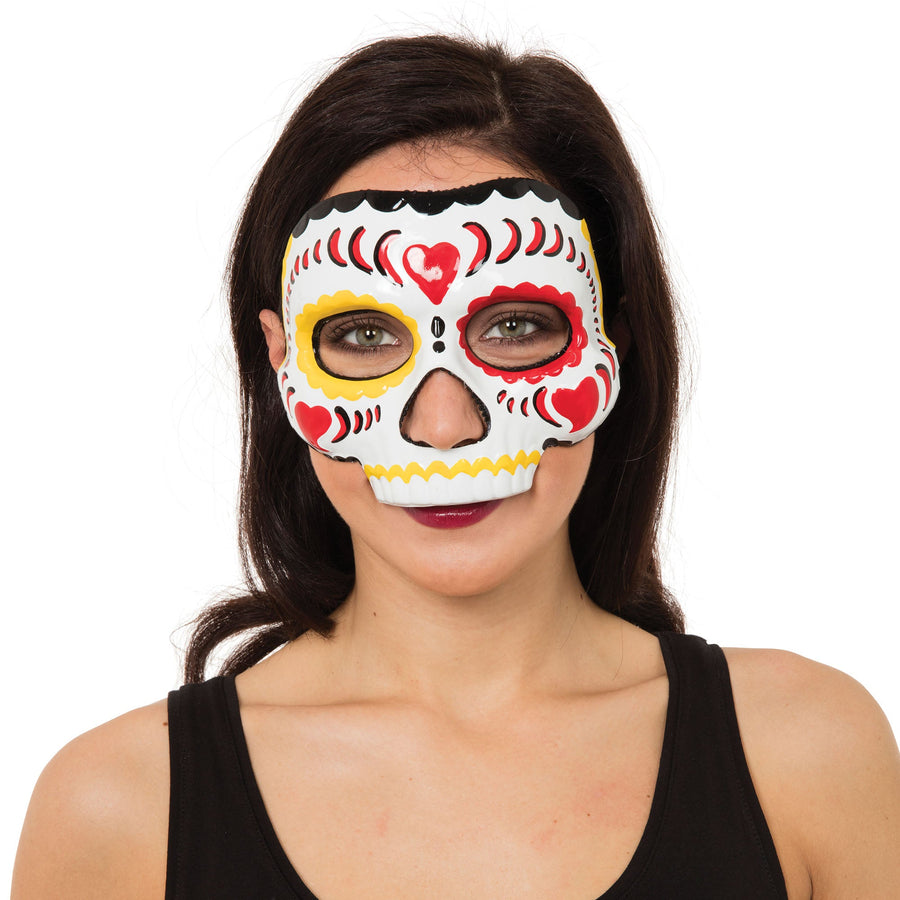 Day of The Dead Mask Painted Skull on Elastic Strap_1